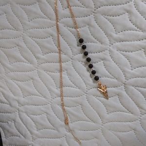 Goldtone Arrow & Lava Beads Necklace New